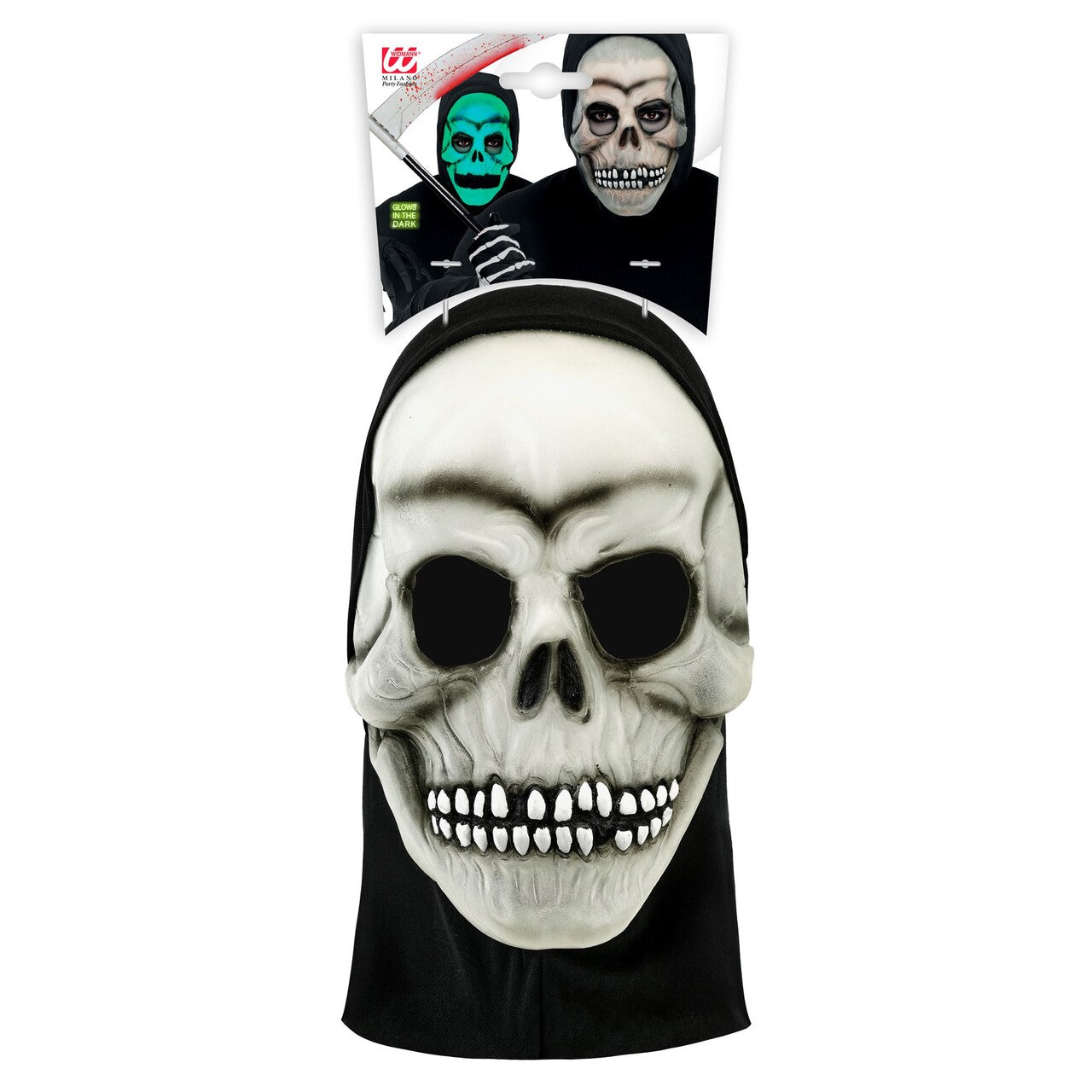 Op deze afbeelding zie je een Accessoires, van het merk Widmann. Glow In The Dark Latex Skeletmasker