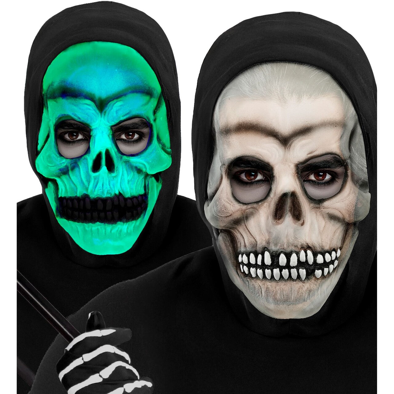 Op deze afbeelding zie je een Accessoires, van het merk Widmann. Glow In The Dark Latex Skeletmasker