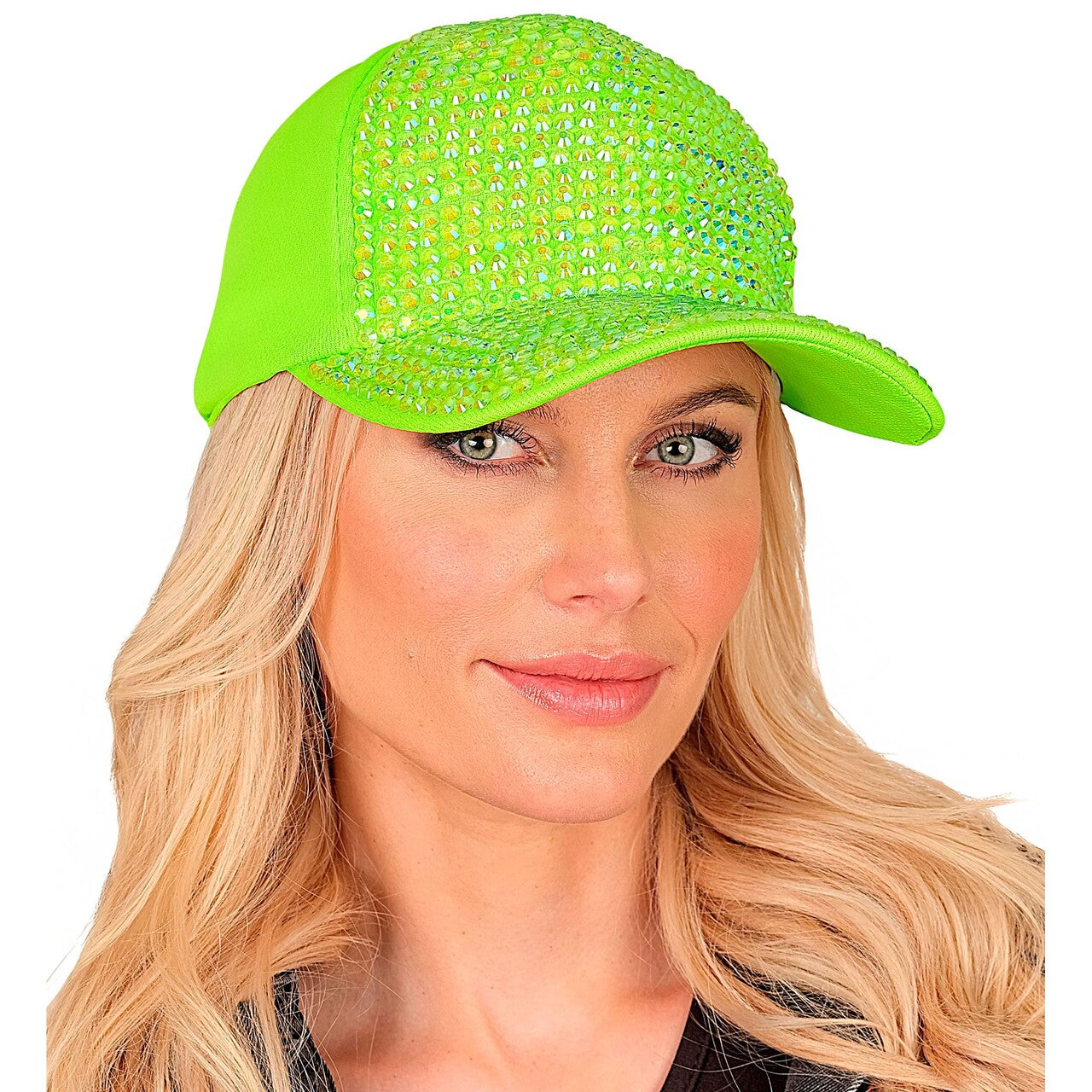 Op deze afbeelding zie je een Accessoires, van het merk Widmann. Neon Groene Strass Pet