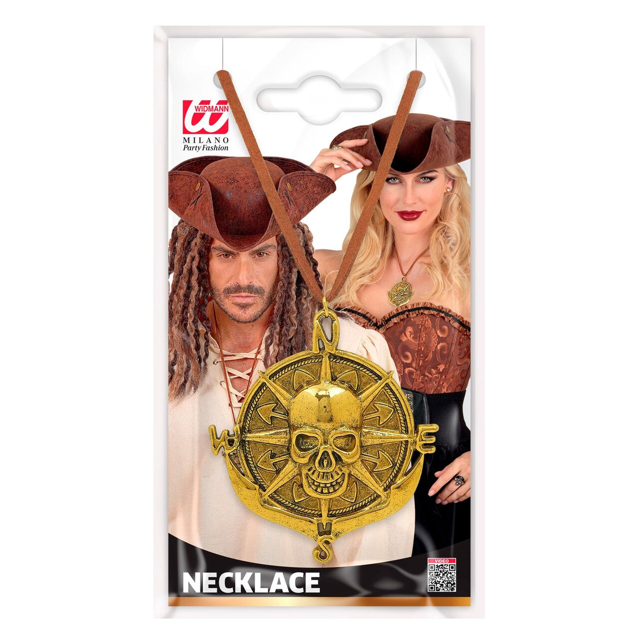 Op deze afbeelding zie je een Accessoires, van het merk Widmann. Piraten Skull Medaillon Ketting