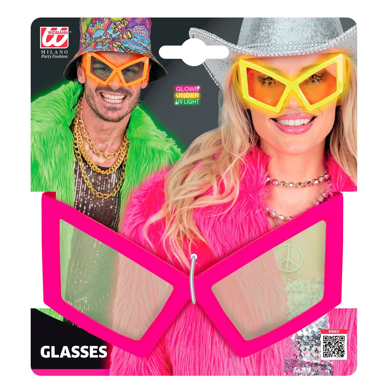 Op deze afbeelding zie je een Accessoires, van het merk Widmann. Cat Eye Bril Neon Roze