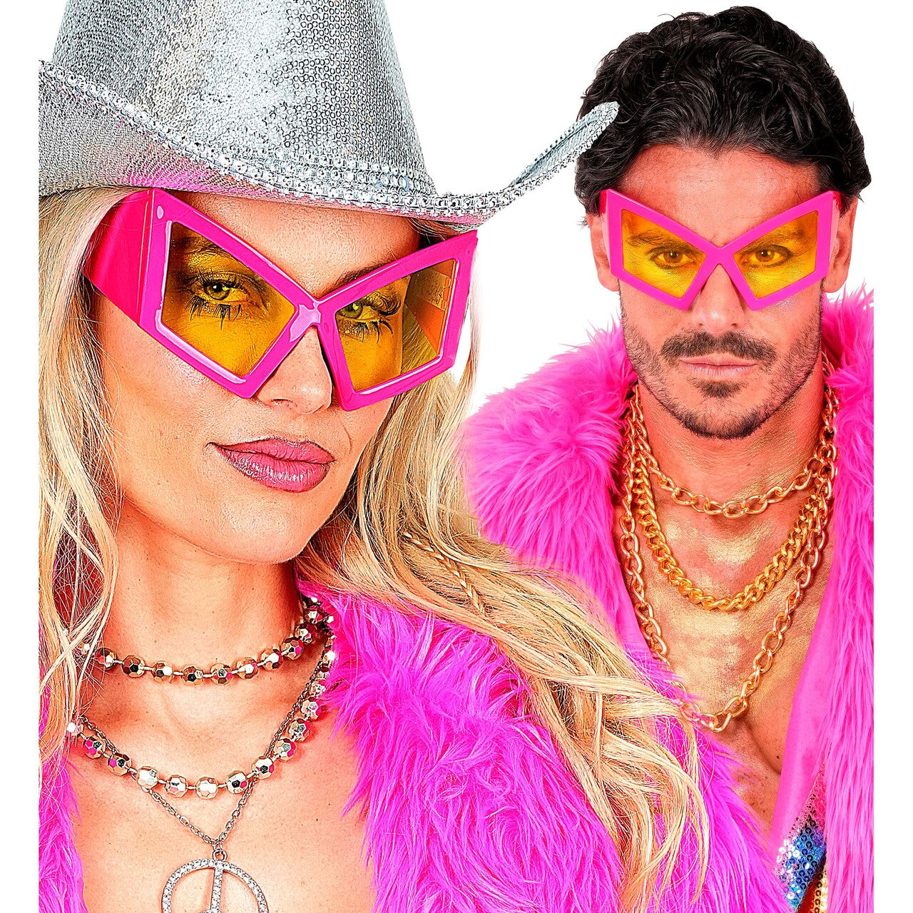 Op deze afbeelding zie je een Accessoires, van het merk Widmann. Cat Eye Bril Neon Roze