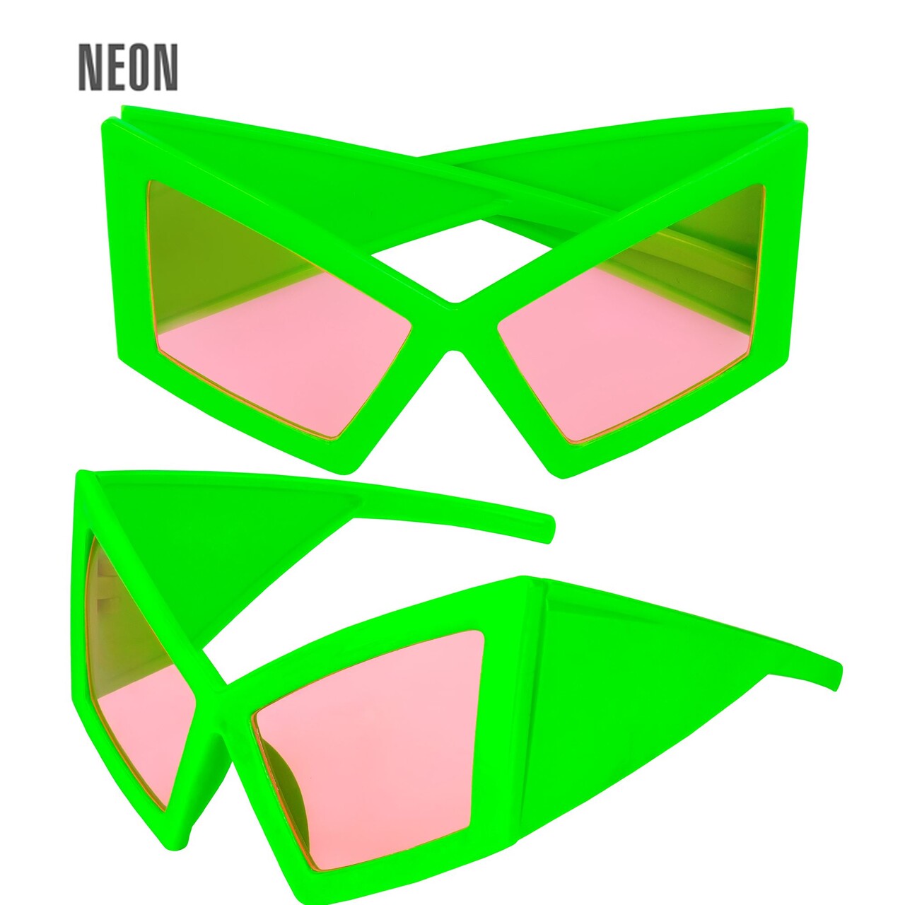 Op deze afbeelding zie je een Accessoires, van het merk Widmann. Cat Eye Bril Neon Groen