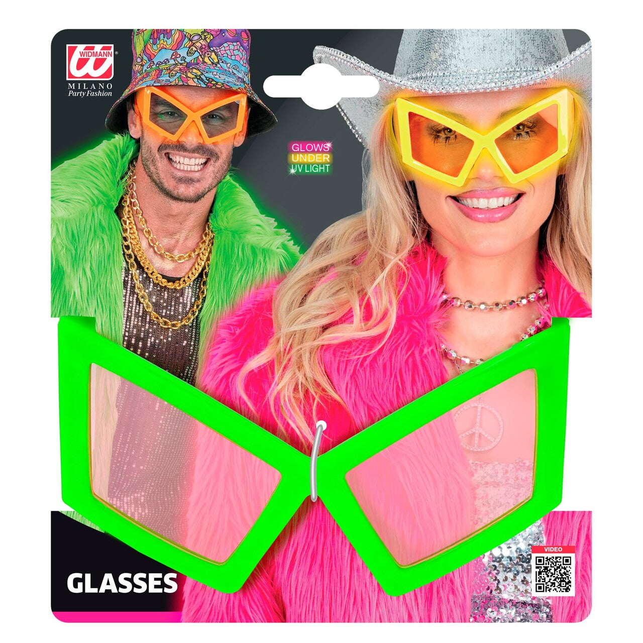 Op deze afbeelding zie je een Accessoires, van het merk Widmann. Cat Eye Bril Neon Groen