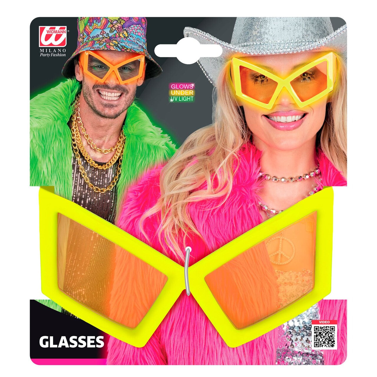 Op deze afbeelding zie je een Accessoires, van het merk Widmann. Cat Eye Bril Neon Geel
