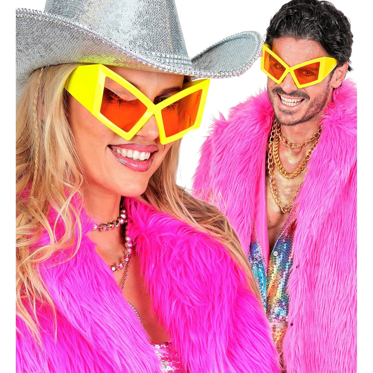 Op deze afbeelding zie je een Accessoires, van het merk Widmann. Cat Eye Bril Neon Geel