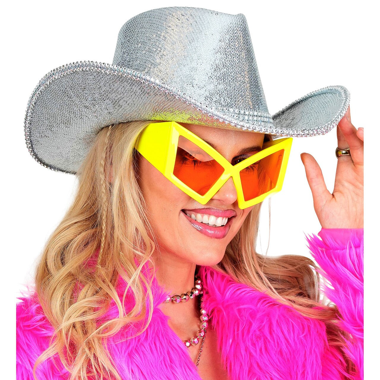Op deze afbeelding zie je een Accessoires, van het merk Widmann. Cat Eye Bril Neon Geel