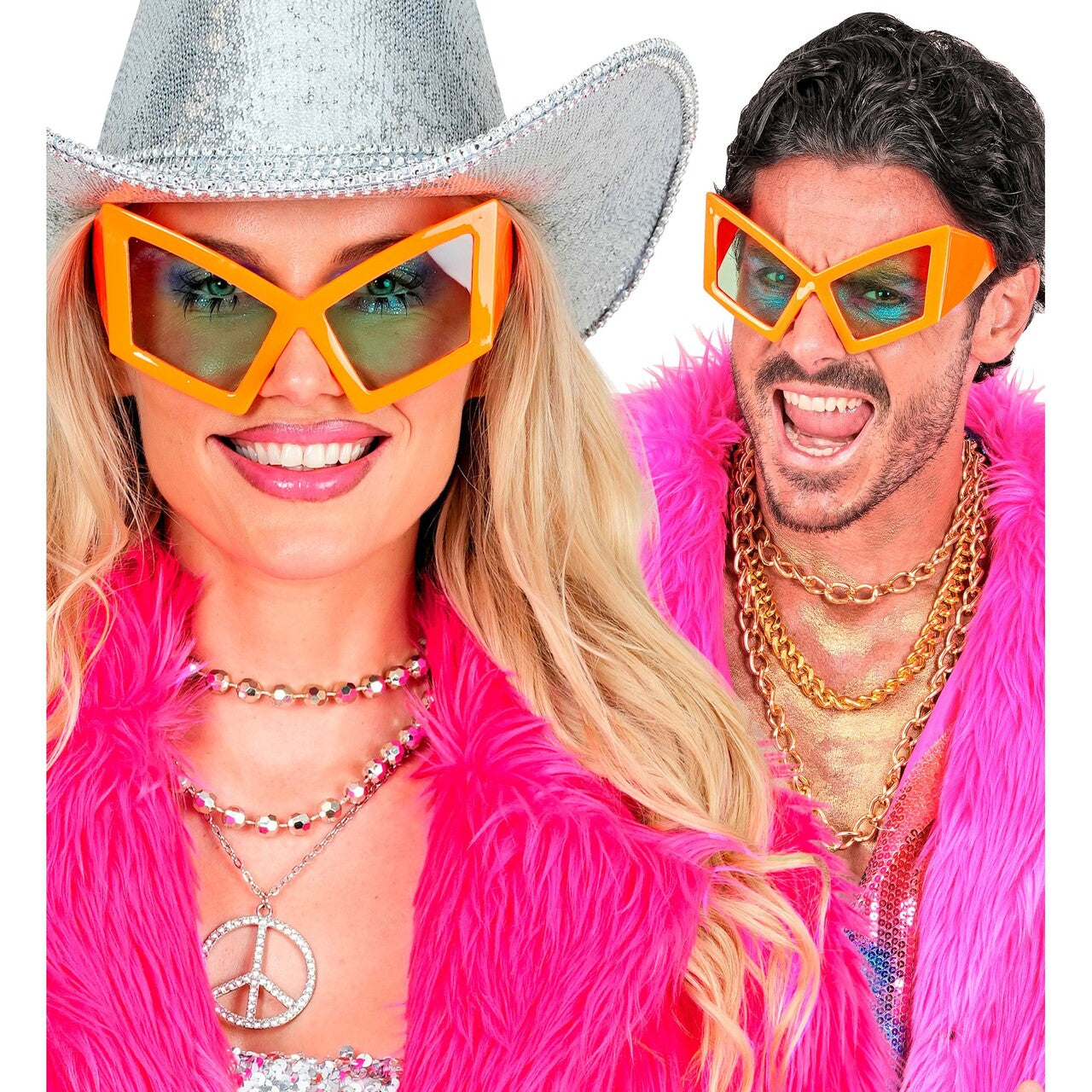 Op deze afbeelding zie je een Accessoires, van het merk Widmann. Cat Eye Bril Neon Oranje