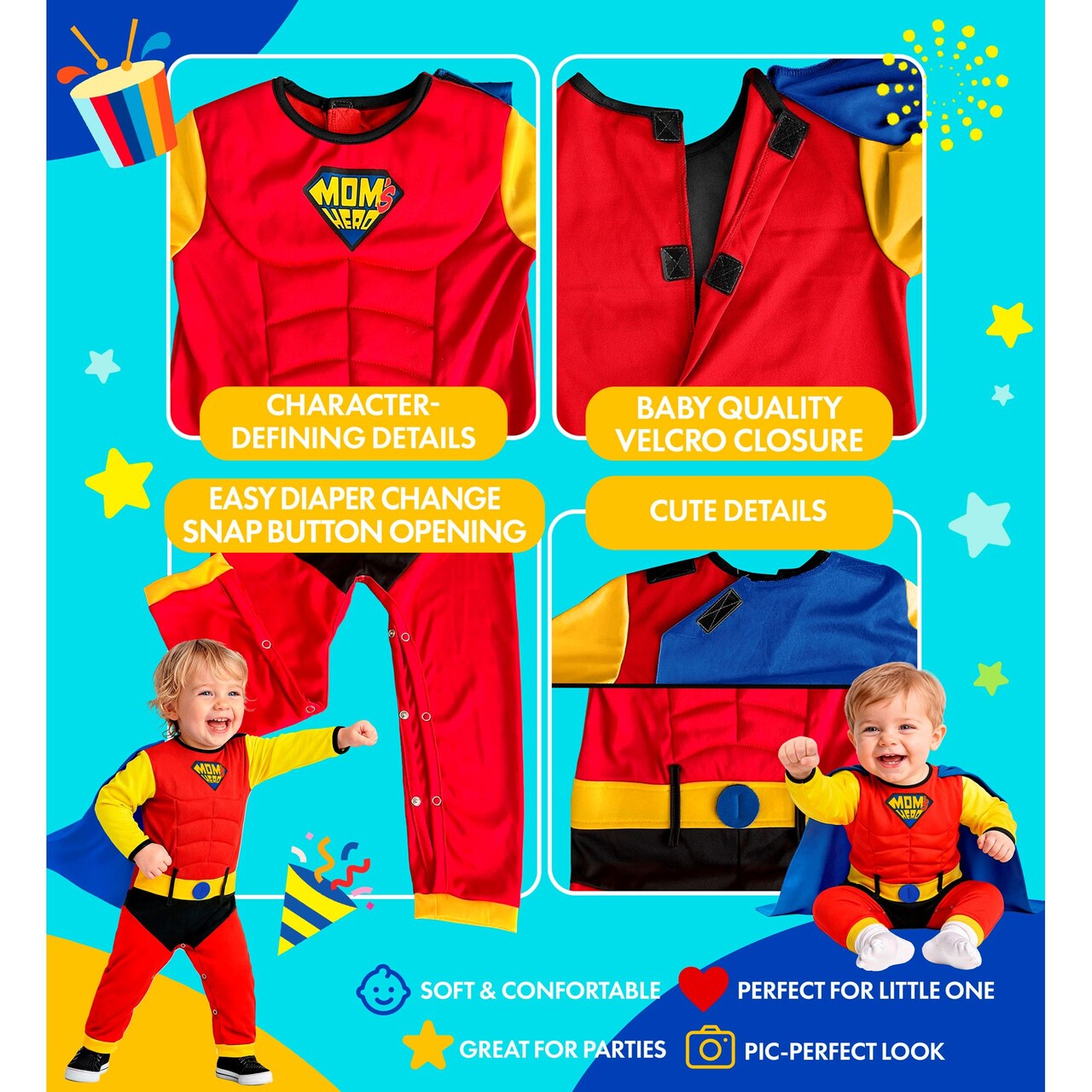 Op deze afbeelding zie je een Kostuums, van het merk Widmann. Superbaby Baas Mom Hero Jongen Kostuum