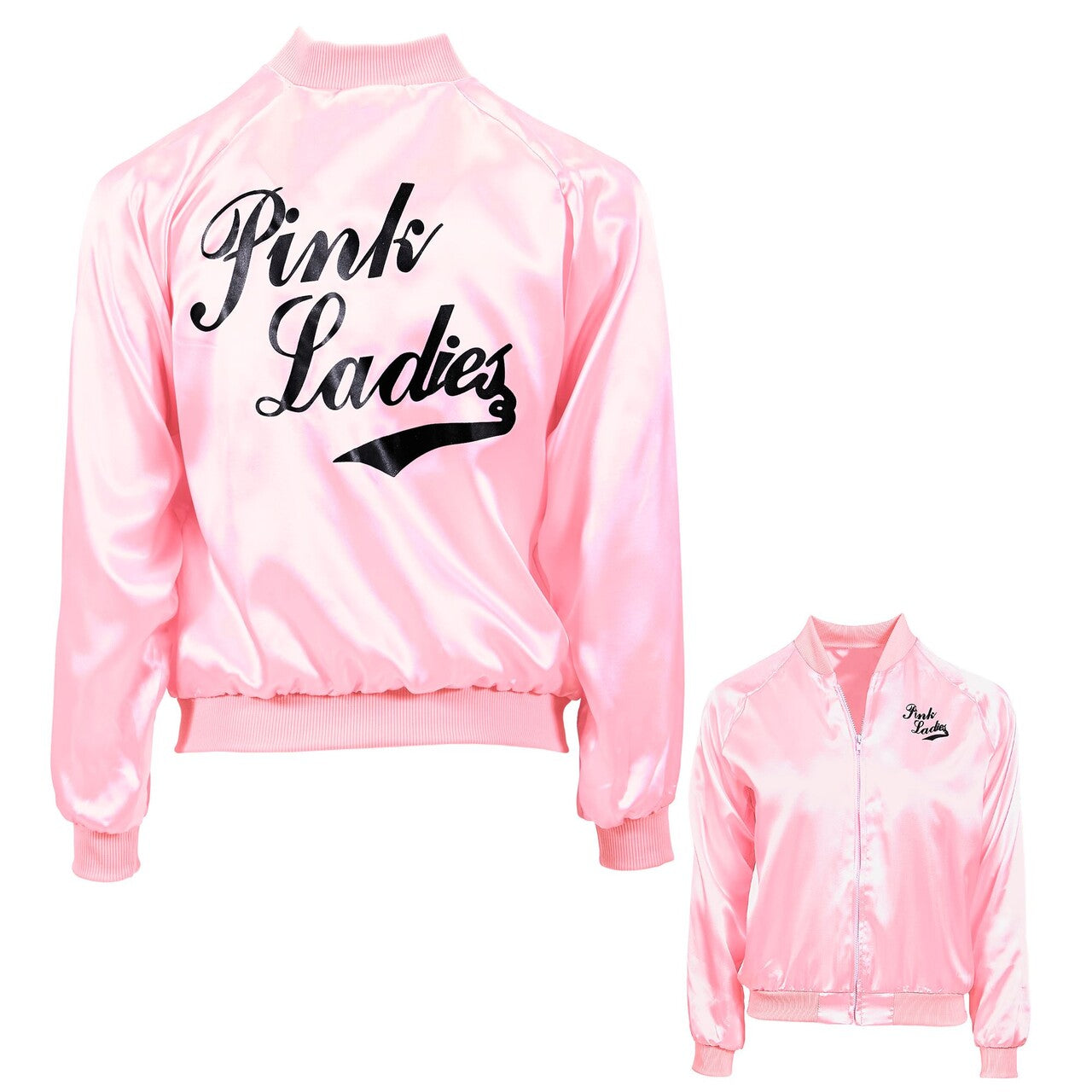 Op deze afbeelding zie je een Kostuums, van het merk Widmann. Pink Ladies Jas Grease Meisje