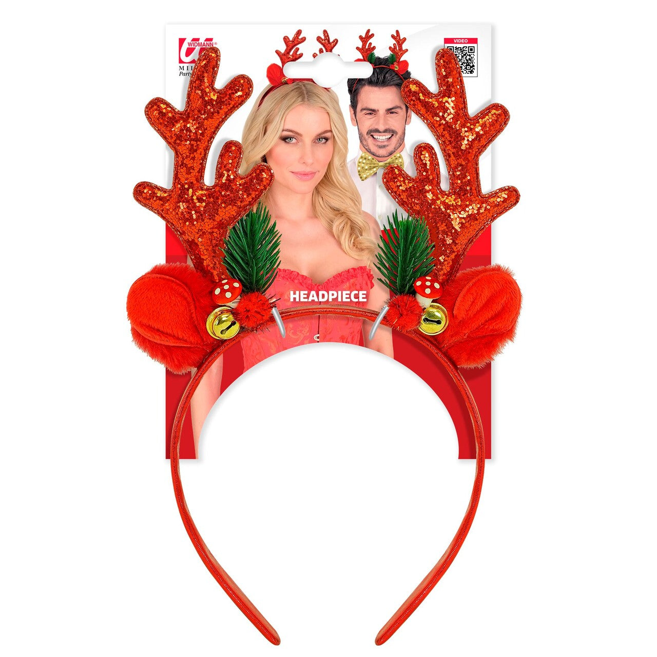 Op deze afbeelding zie je een Accessoires, van het merk Widmann. Rood Glitter Rendiergewei