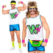 Op deze afbeelding zie je een Kostuums, van het merk Widmann. Jaren 80 Aerobicsbaas Man Kostuum
