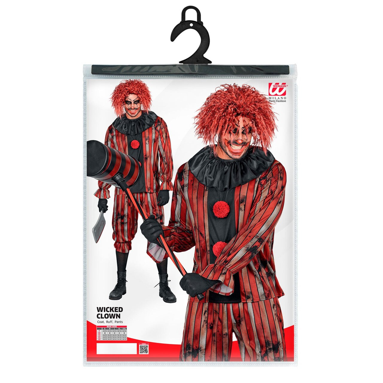 Op deze afbeelding zie je een Kostuums, van het merk Widmann. Boze Clown Casper Man Kostuum