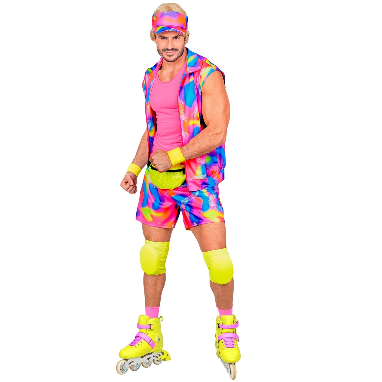 Op deze afbeelding zie je een Kostuums, van het merk Widmann. Jaren 80 Rolschaatsbaas Man Kostuum