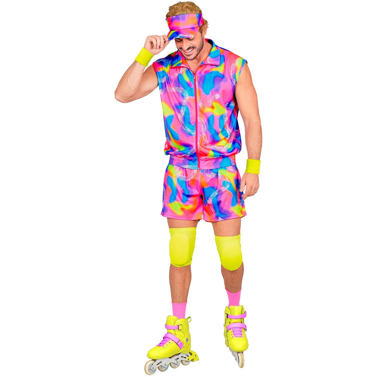 Op deze afbeelding zie je een Kostuums, van het merk Widmann. Jaren 80 Rolschaatsbaas Man Kostuum