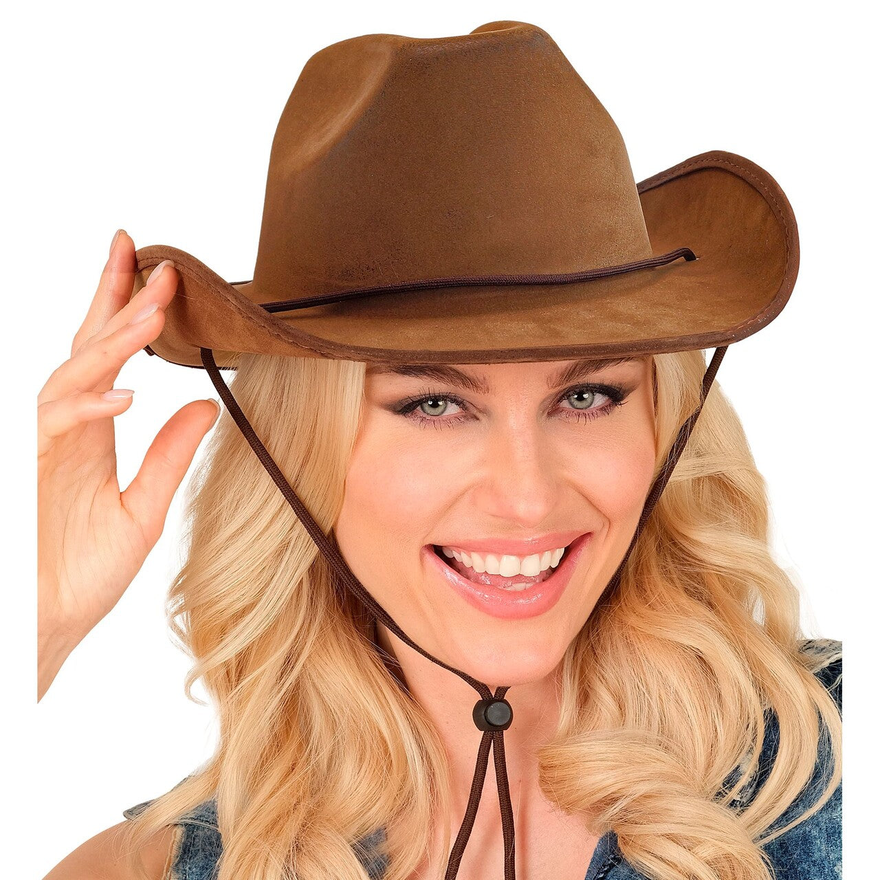Op deze afbeelding zie je een Accessoires, van het merk Widmann. Bruine Vintage Suède Cowboyhoed