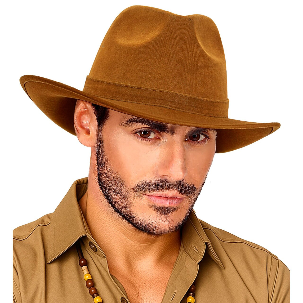 Op deze afbeelding zie je een Accessoires, van het merk Widmann. Bruine Vintage Suède Fedora Hoed