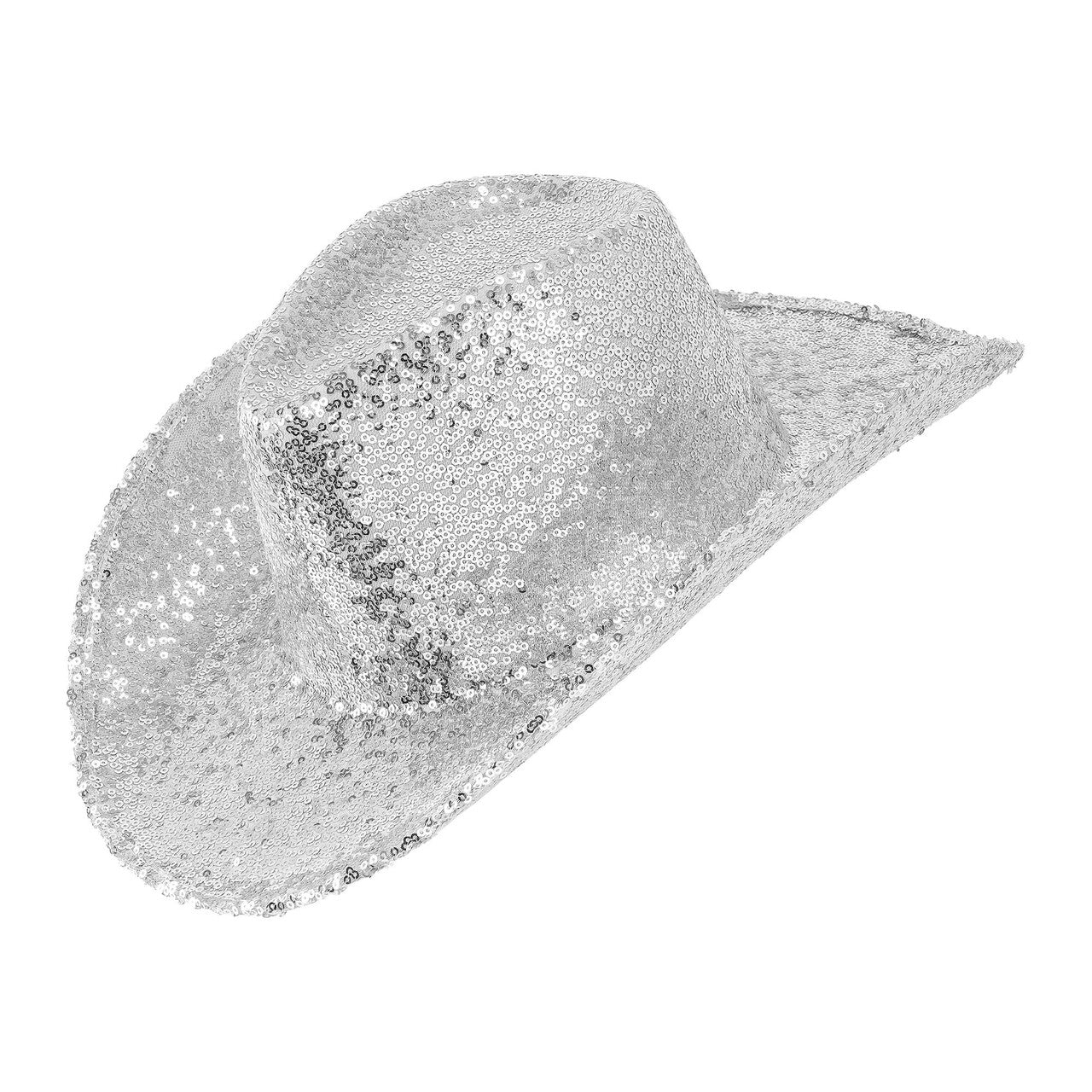 Op deze afbeelding zie je een Accessoires, van het merk Widmann. Cowboy Zilveren Paillettenhoed