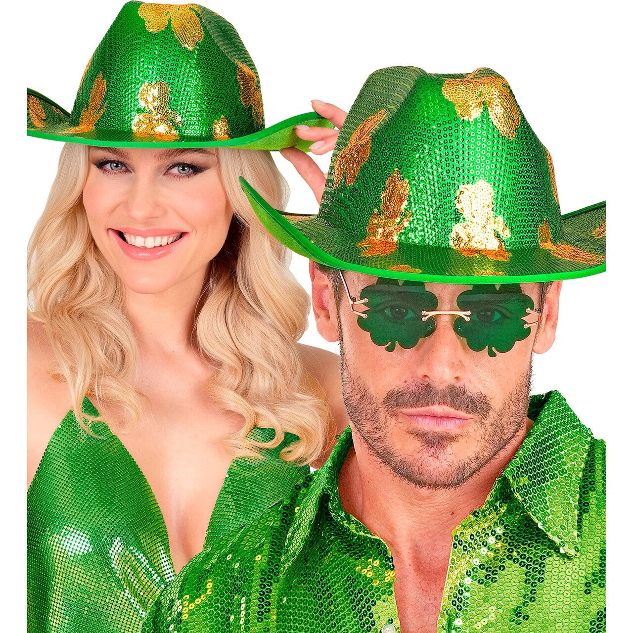 Op deze afbeelding zie je een Accessoires, van het merk Widmann. St. Patricks Day Paillettenhoed