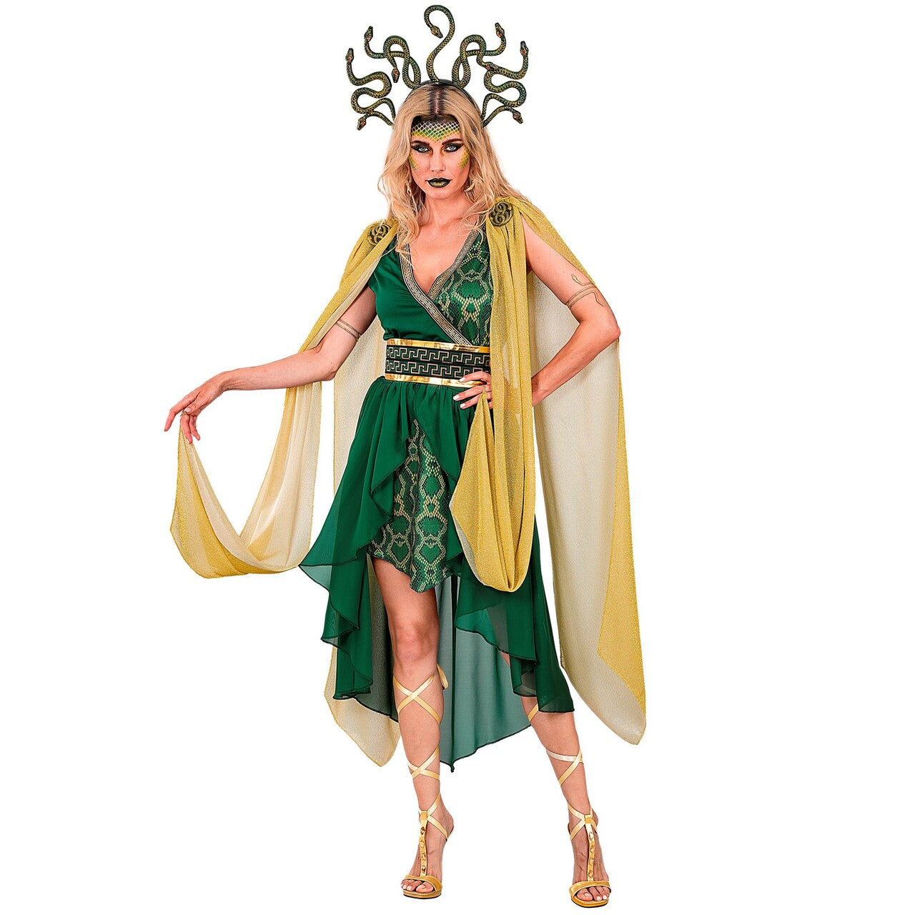 Op deze afbeelding zie je een Kostuums, van het merk Widmann. Medusa De Slangengodin Vrouw Kostuum