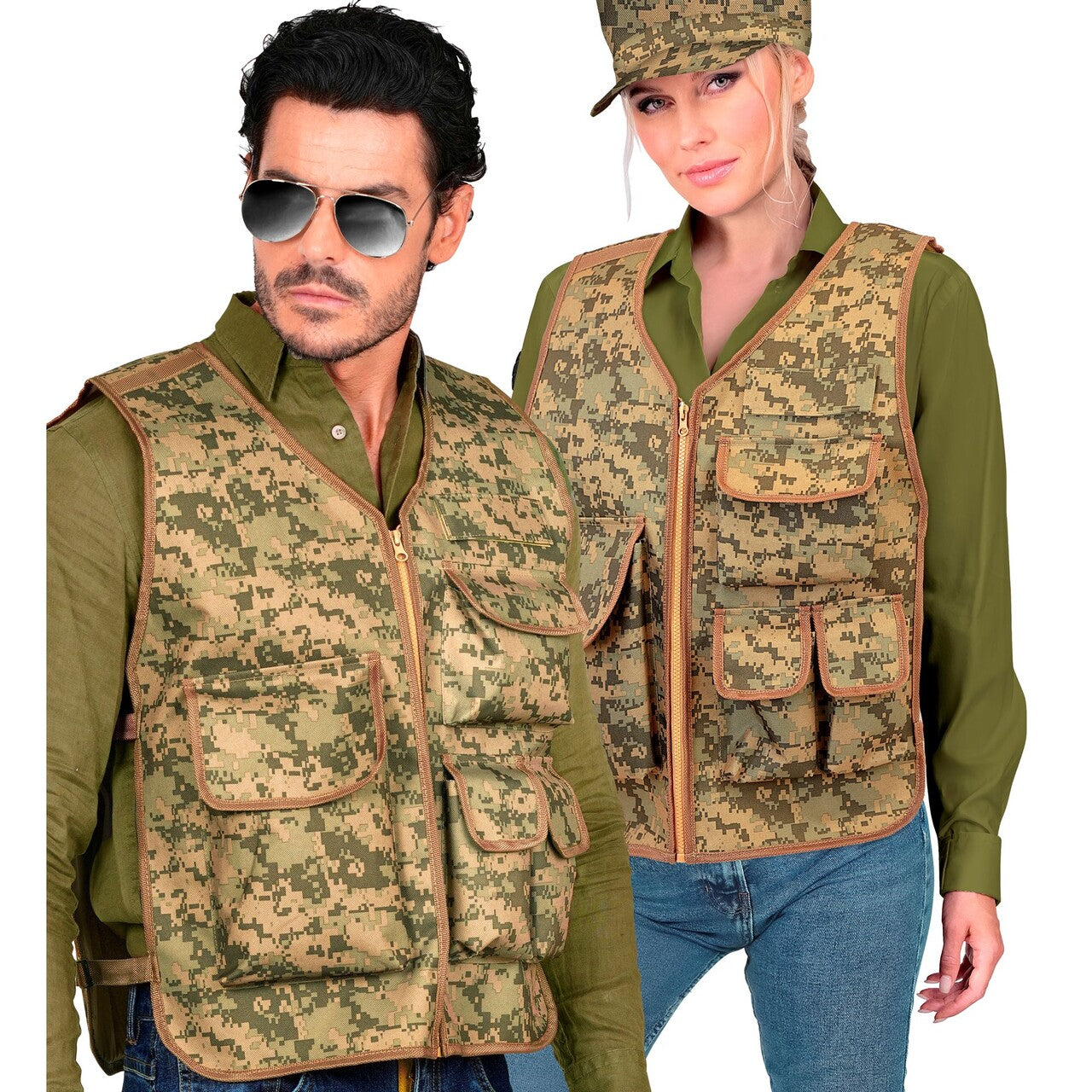 Op deze afbeelding zie je een Kostuums, van het merk Widmann. Camo Commando Vest
