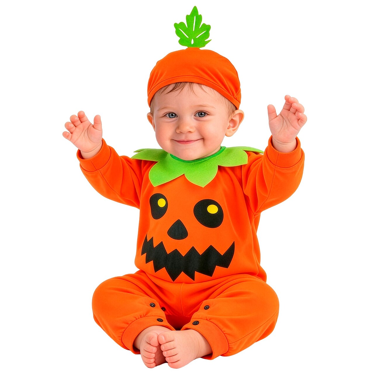 Op deze afbeelding zie je een Kostuums, van het merk Widmann. Pumpkin Cutie Kind Kostuum