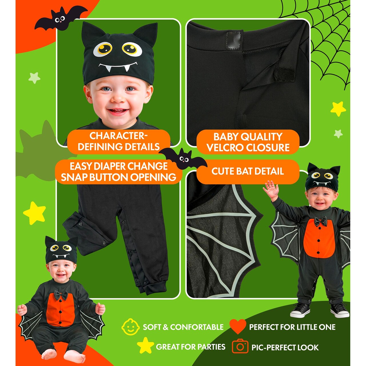 Op deze afbeelding zie je een Kostuums, van het merk Widmann. Baby Bat Kind Kostuum