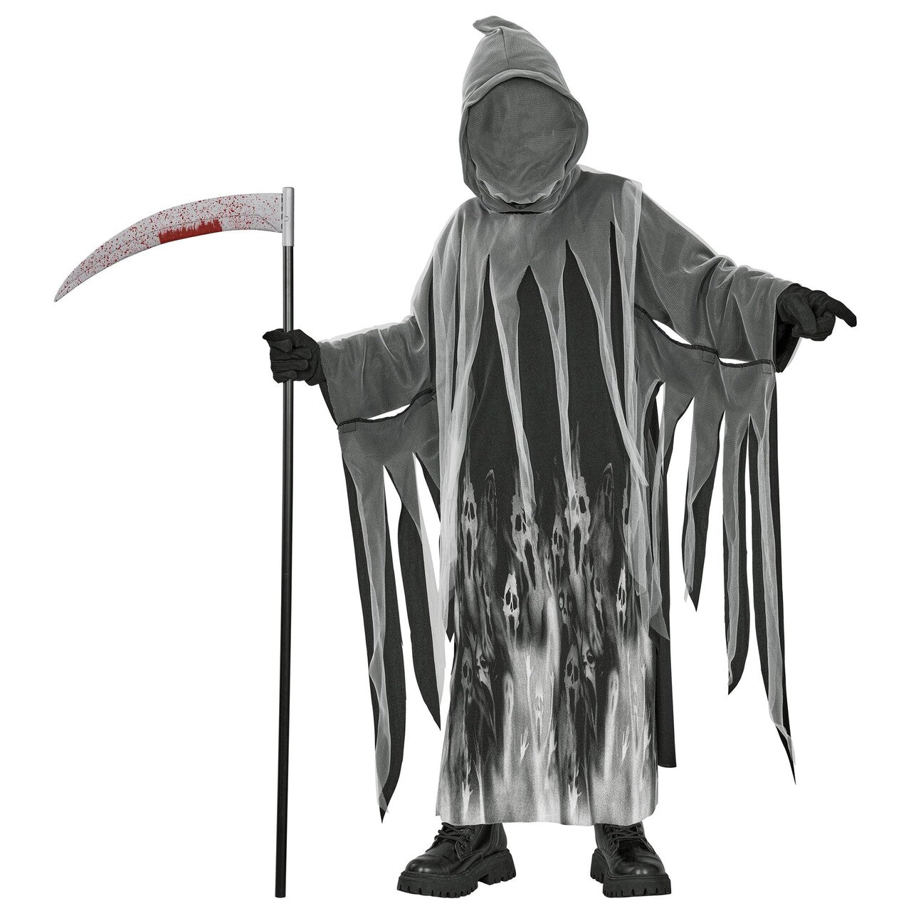 Op deze afbeelding zie je een Kostuums, van het merk Widmann. Foresaken Soul Reaper Kind Kostuum