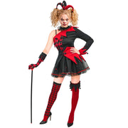 Op deze afbeelding zie je een Kostuums, van het merk Widmann. Evil Lady Jester Vrouw Kostuum