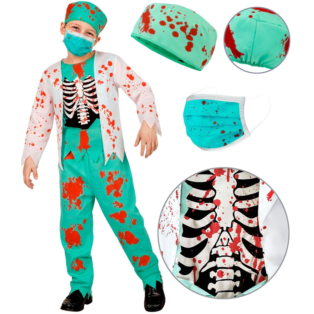 Op deze afbeelding zie je een Kostuums, van het merk Widmann. Zombie Dokter Jongen Kostuum