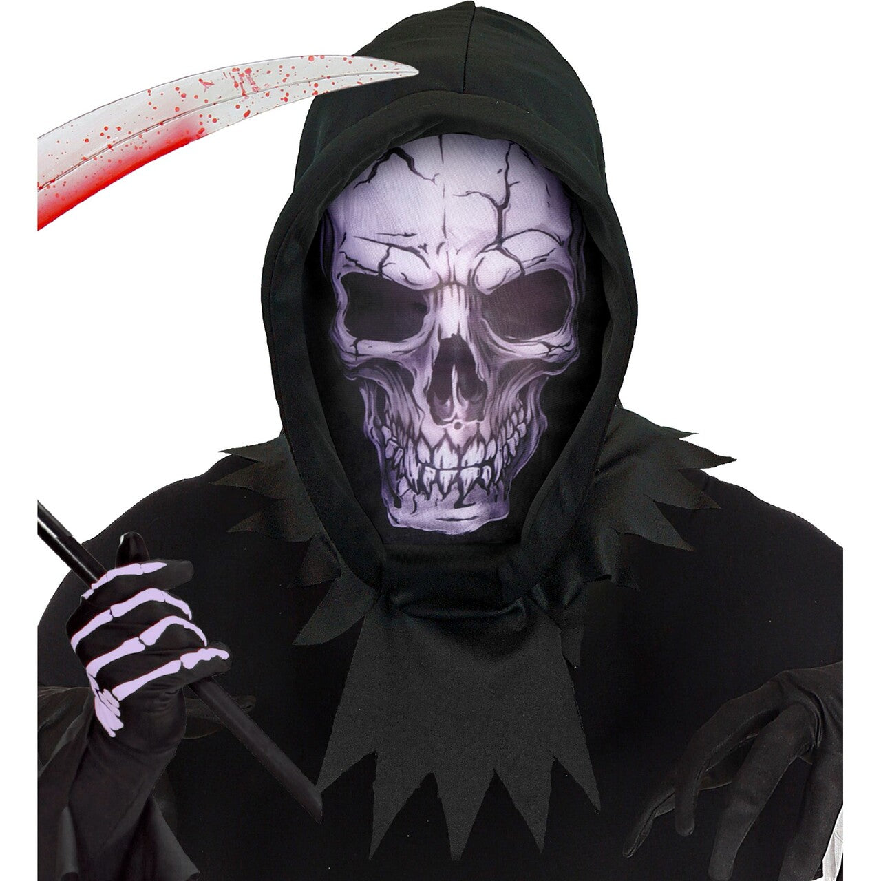 Op deze afbeelding zie je een Accessoires, van het merk Widmann. Hooded Skull Masker