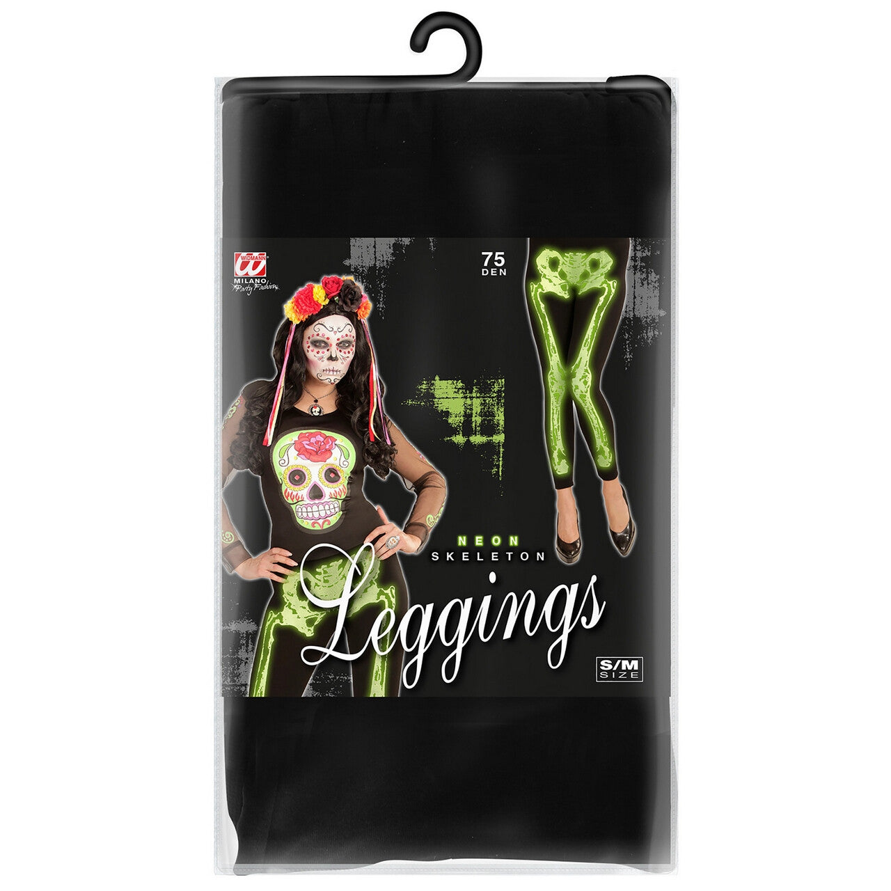 Op deze afbeelding zie je een Kostuums, van het merk Widmann. Legging Skelet Neon Groen Chiapas Vrouw