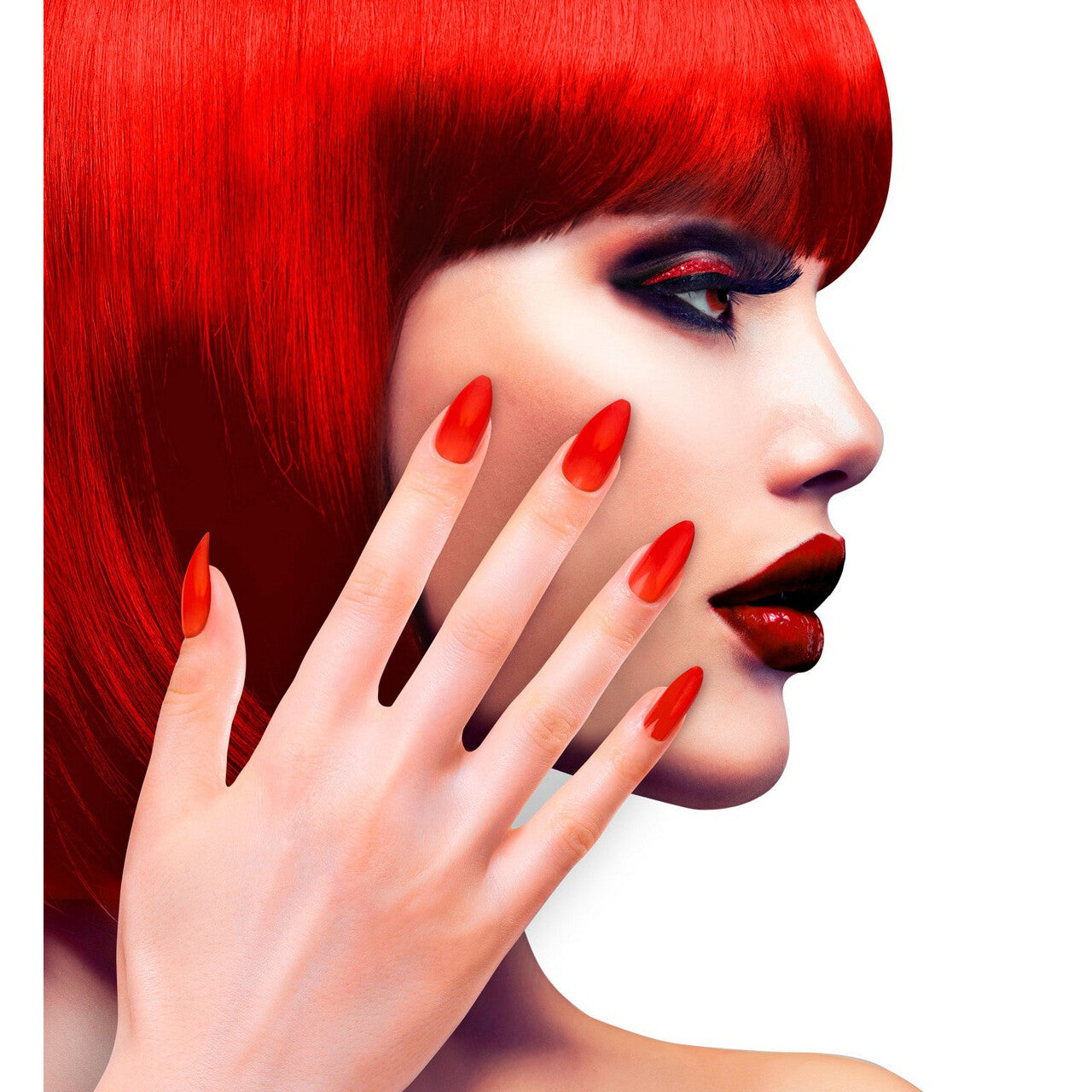 Op deze afbeelding zie je een Accessoires, van het merk Widmann. Nagels Vampira Stiletto Rood