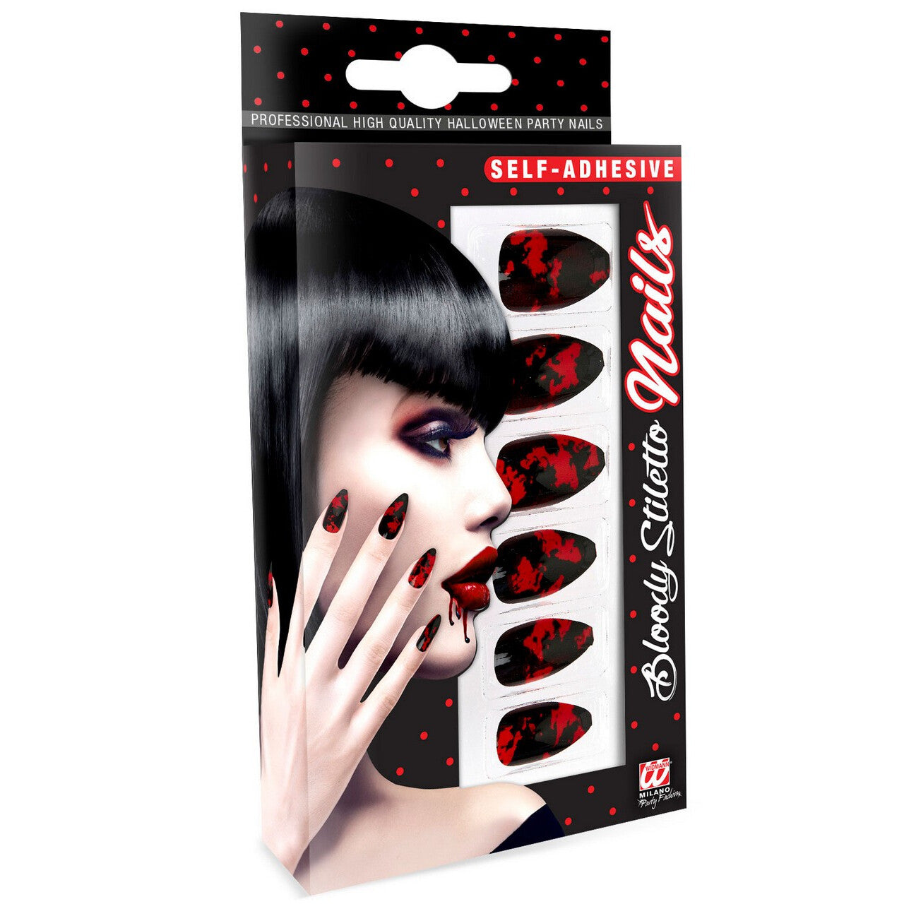 Op deze afbeelding zie je een Accessoires, van het merk Widmann. Duivelin Nagels Stiletto Bloed