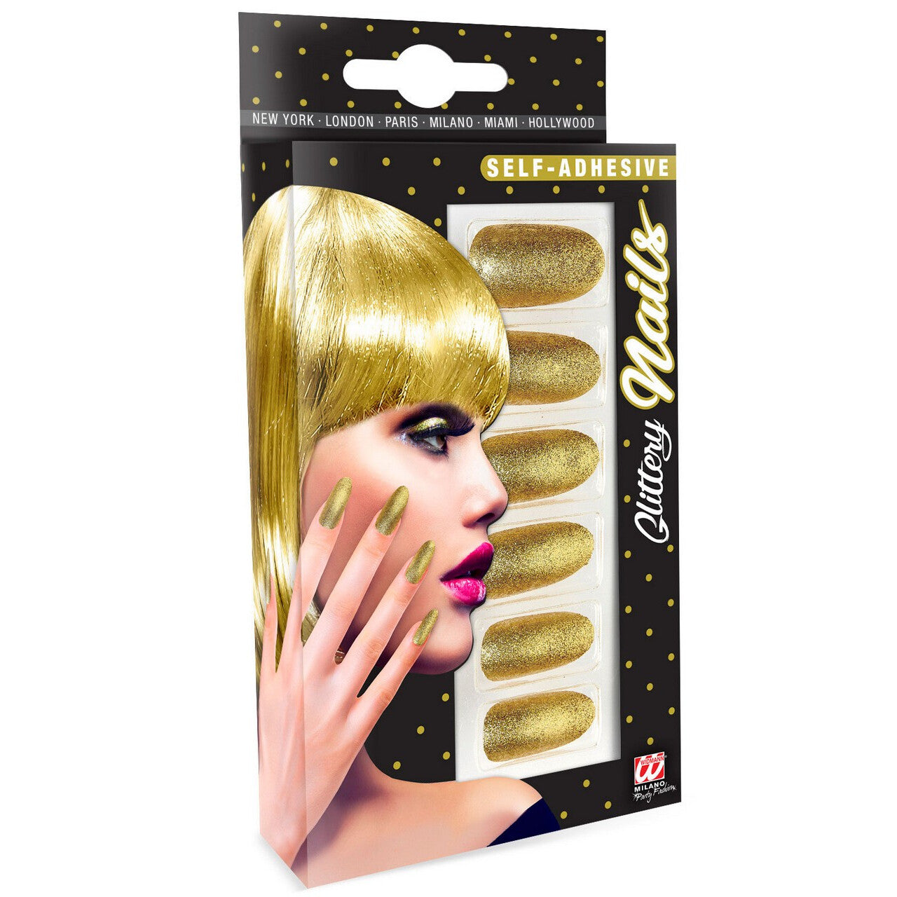 Op deze afbeelding zie je een Accessoires, van het merk Widmann. Nagels Pearly Iriserend Glitter Goud