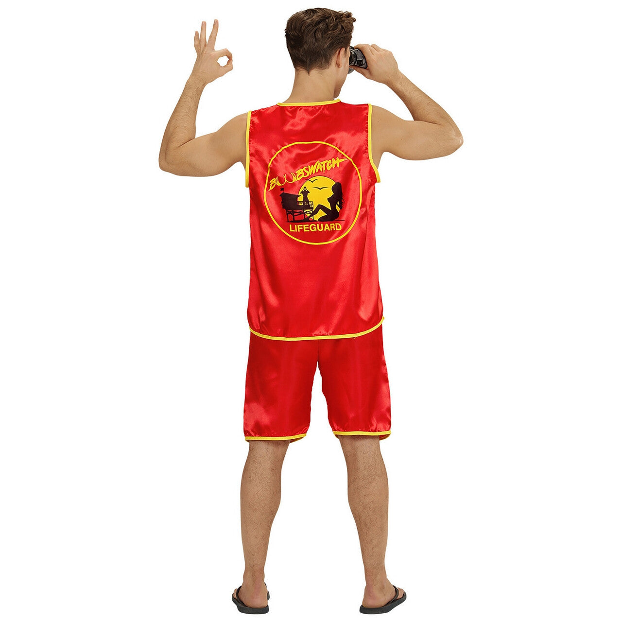 Op deze afbeelding zie je een Kostuums, van het merk Widmann. Boobs Watch Strandwacht Man Kostuum