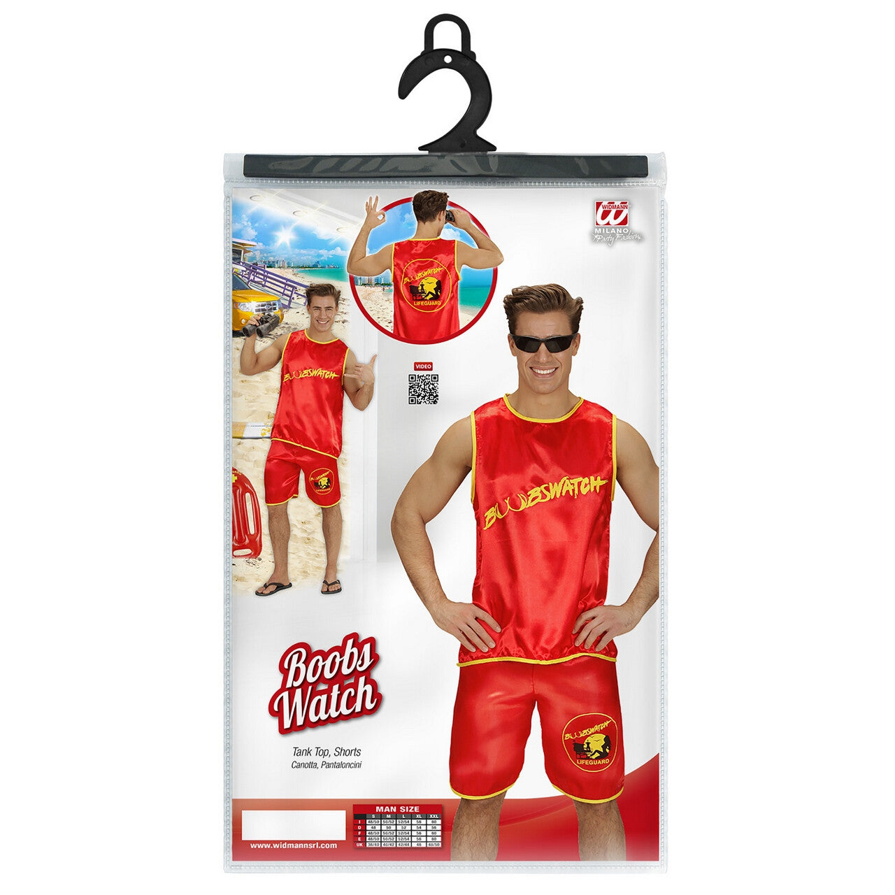 Op deze afbeelding zie je een Kostuums, van het merk Widmann. Boobs Watch Strandwacht Man Kostuum