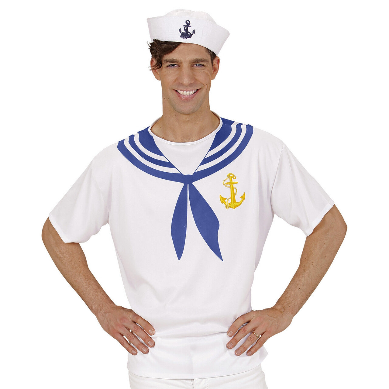 Op deze afbeelding zie je een Kostuums, van het merk Widmann. Echt Matrozen Shirt Man