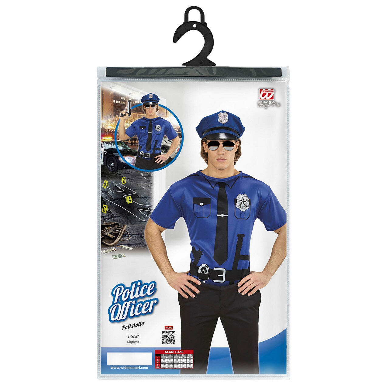 Op deze afbeelding zie je een Kostuums, van het merk Widmann. Politie Tom T-Shirt Man