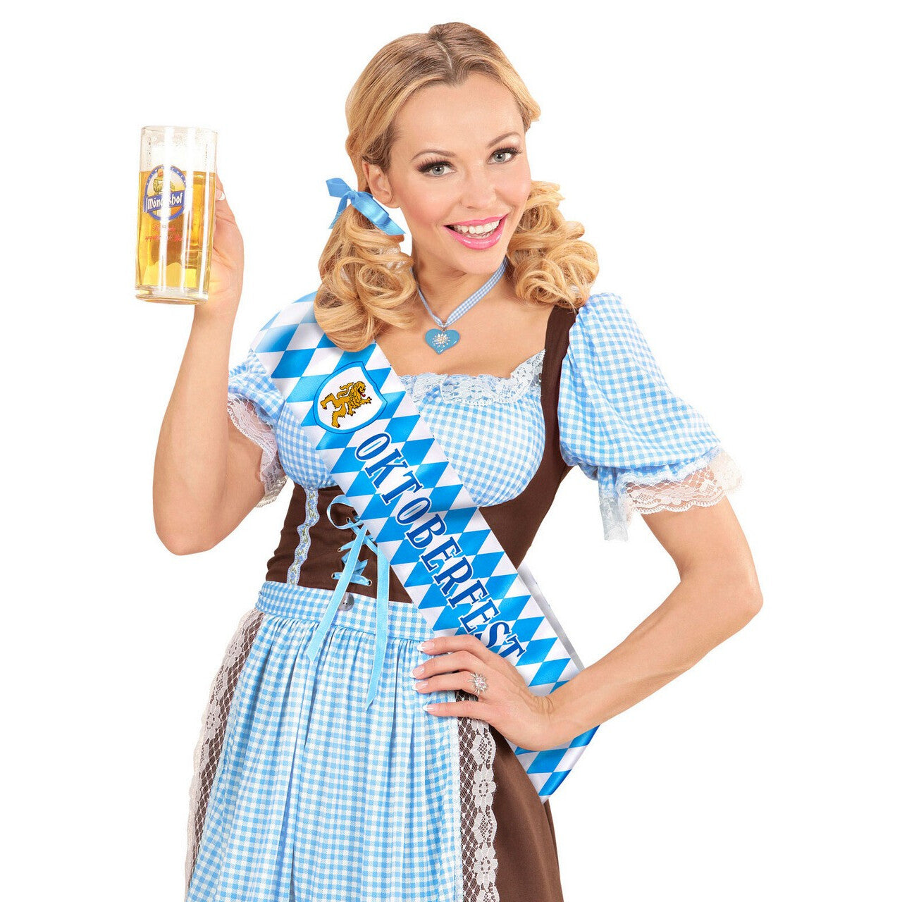 Op deze afbeelding zie je een Accessoires, van het merk Widmann. Oktoberfest Blauw-Wit Sjerp