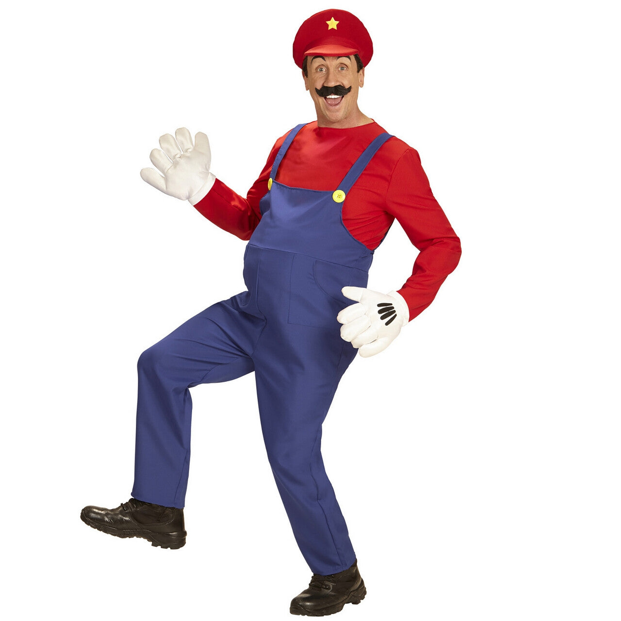 Op deze afbeelding zie je een Kostuums, van het merk Widmann. Super Loodgieter Mario Man Kostuum