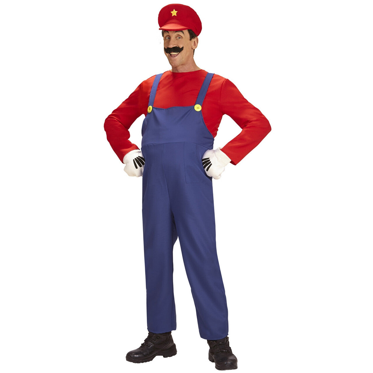 Op deze afbeelding zie je een Kostuums, van het merk Widmann. Super Loodgieter Mario Man Kostuum