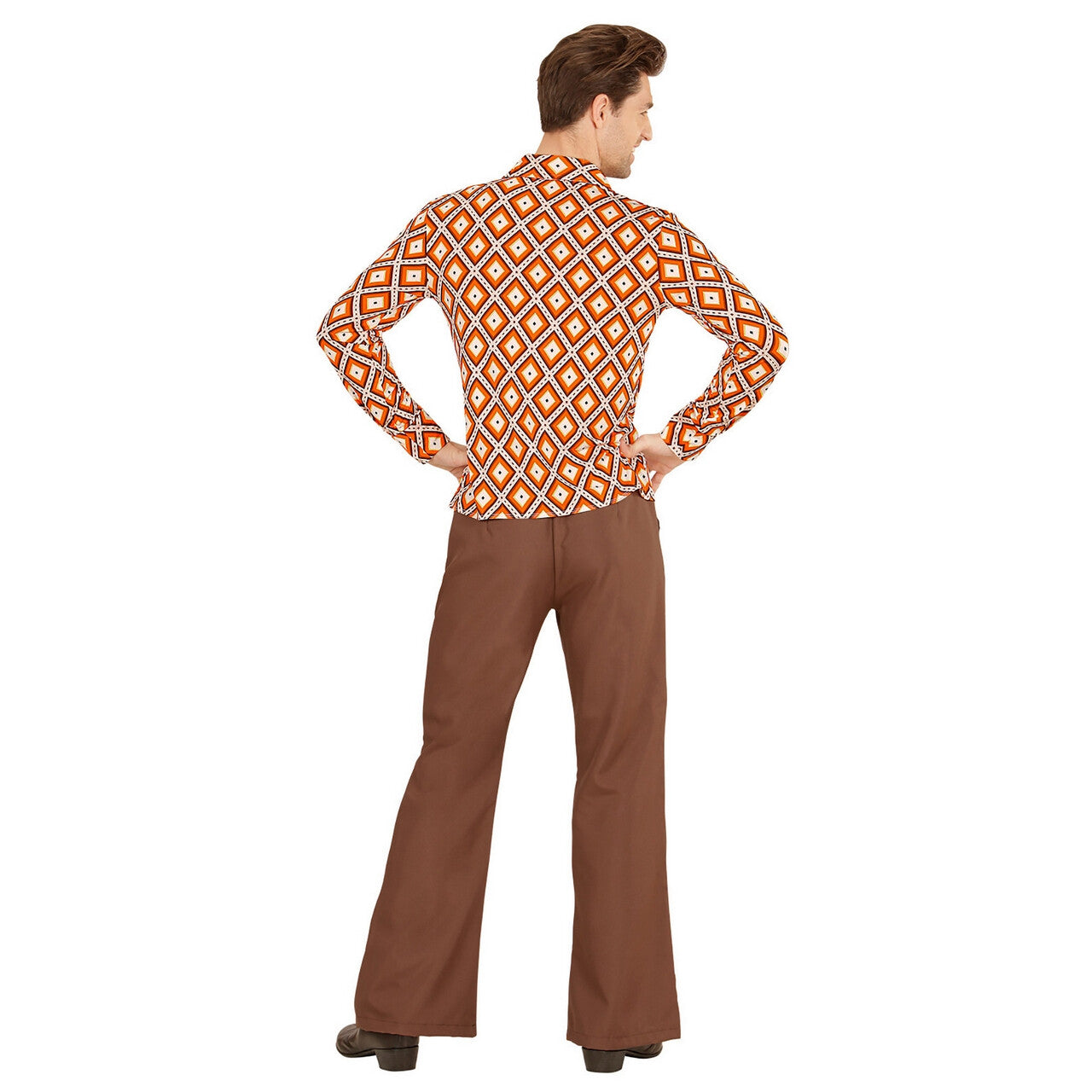 Op deze afbeelding zie je een Kostuums, van het merk Widmann. Groovy Garry 70s Heren Shirt, Ruit Man