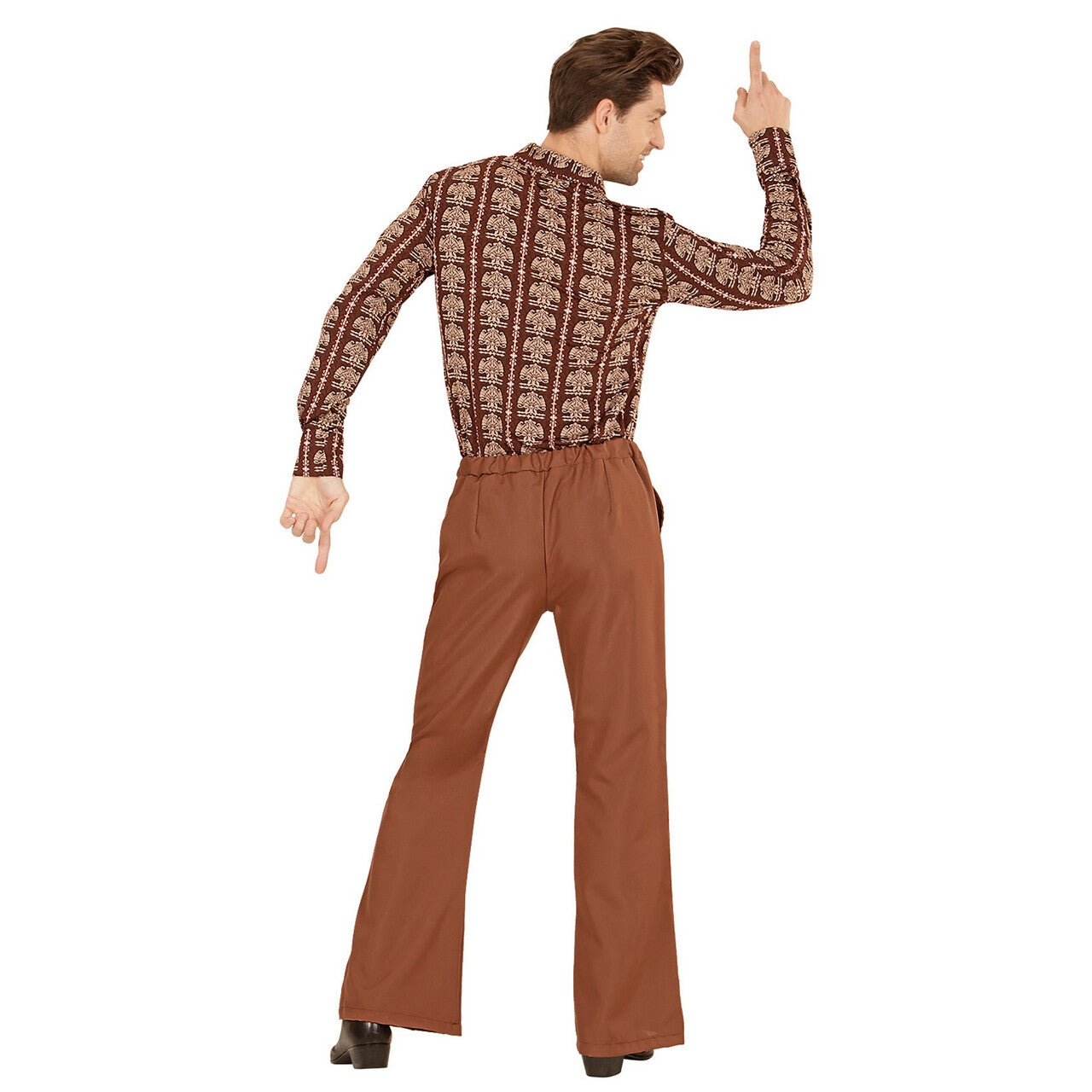 Op deze afbeelding zie je een Kostuums, van het merk Widmann. Groovy Gandalf 70s Heren Broek, Bruin Man