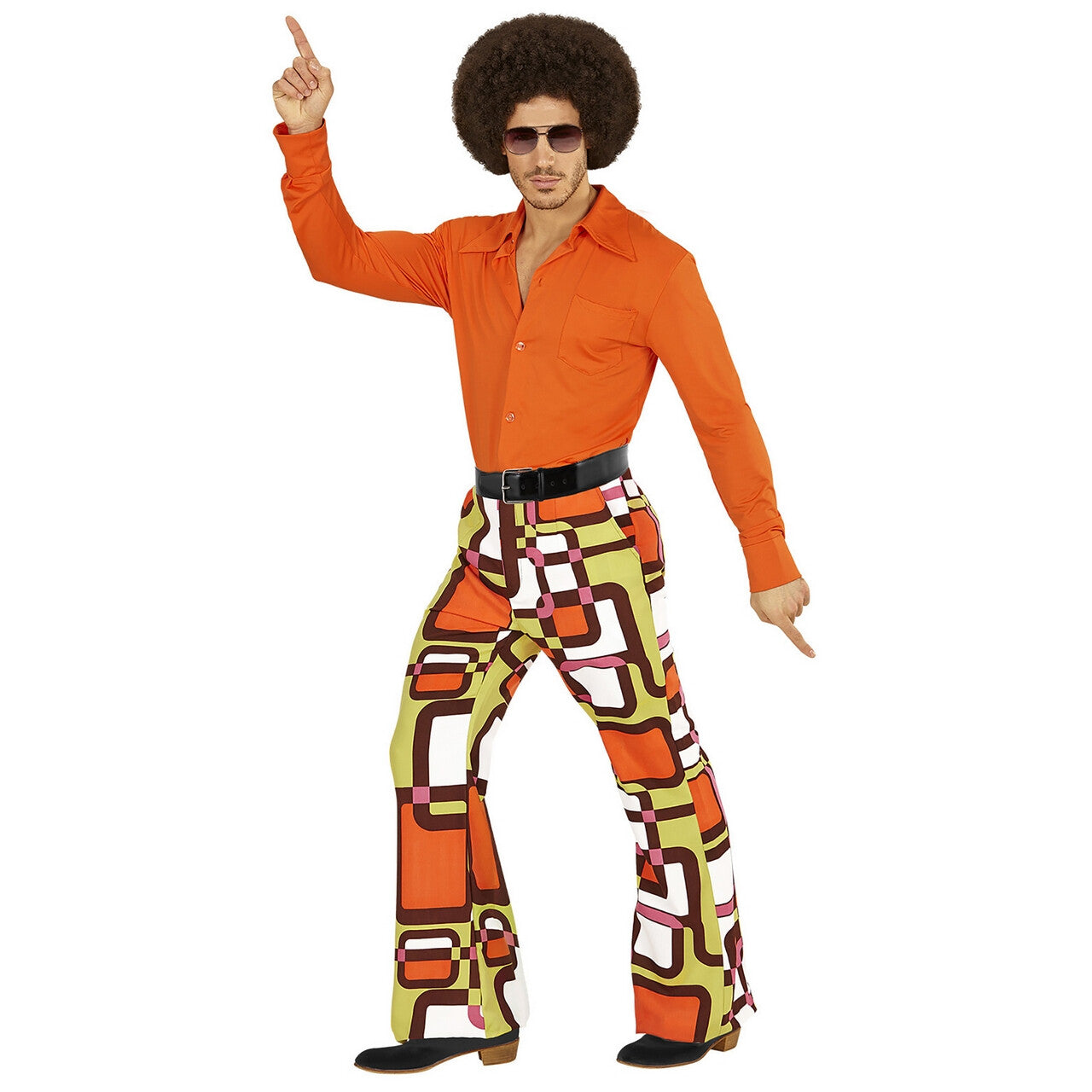 Op deze afbeelding zie je een Kostuums, van het merk Widmann. Groovy Gandalf 70s Heren Broek, Buizen Man