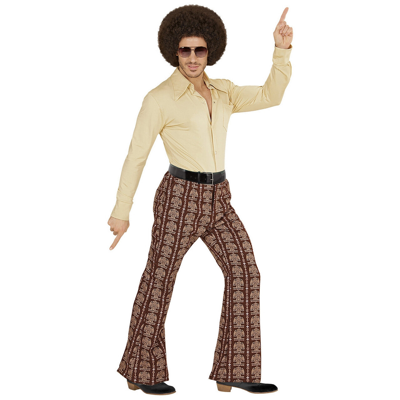 Op deze afbeelding zie je een Kostuums, van het merk Widmann. Groovy Gandalf 70s Heren Broek, Oldschool Man
