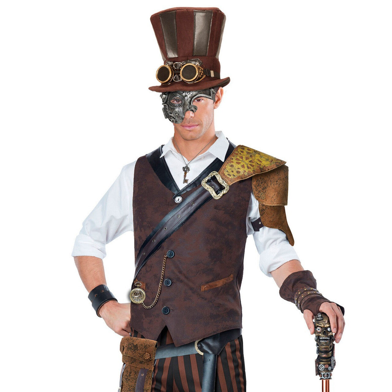 Op deze afbeelding zie je een Accessoires, van het merk Widmann. Halfgezichtmasker Steampunk, Zilver Mechanica