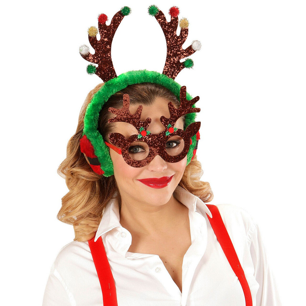 Op deze afbeelding zie je een Accessoires, van het merk Widmann. Rendier Bril Glitter Nerdy Xmas