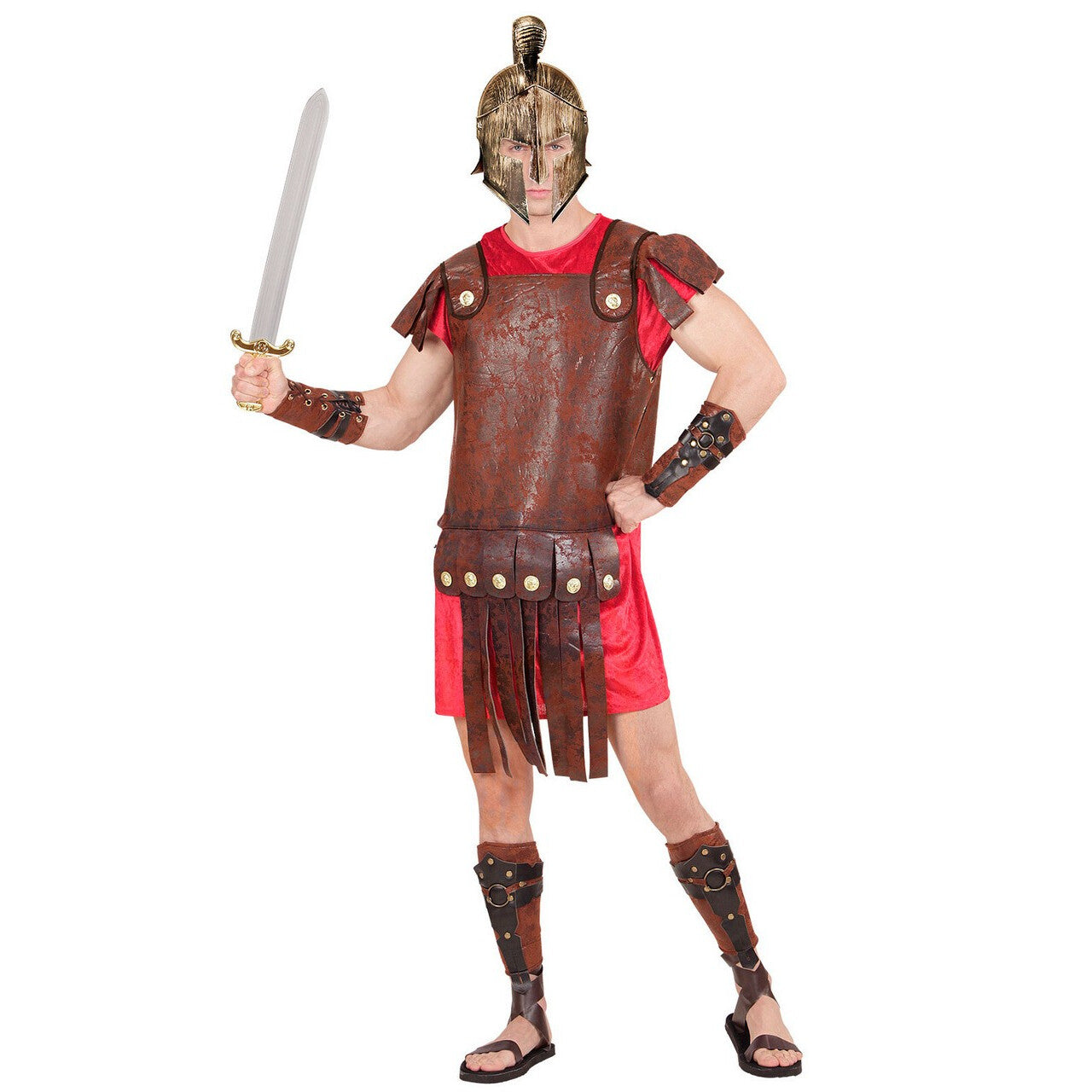 Op deze afbeelding zie je een Accessoires, van het merk Widmann. Lederlook Beenbedekking Romein / Griek Centurio