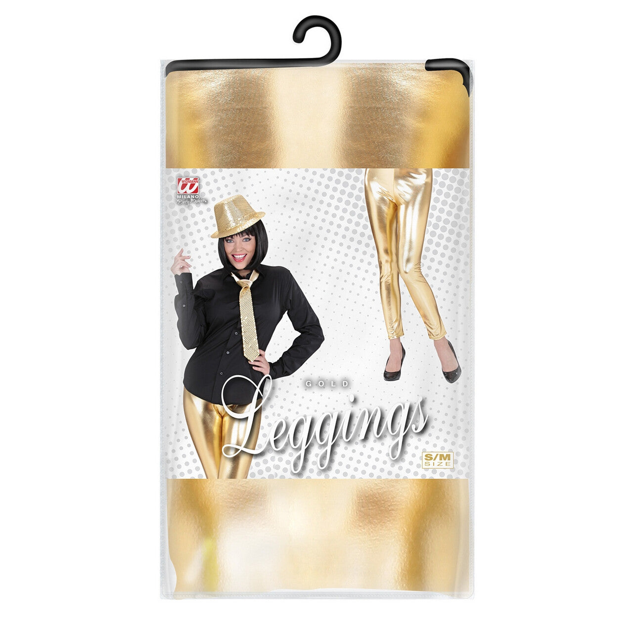 Op deze afbeelding zie je een Kostuums, van het merk Widmann. Glossy Gouden Legging Vrouw